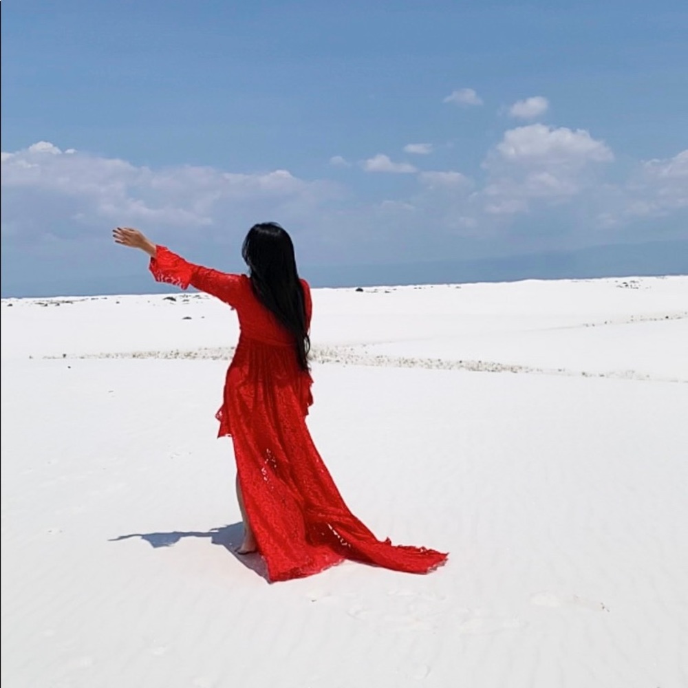 Cat Walk Connection Red Long flowy dress